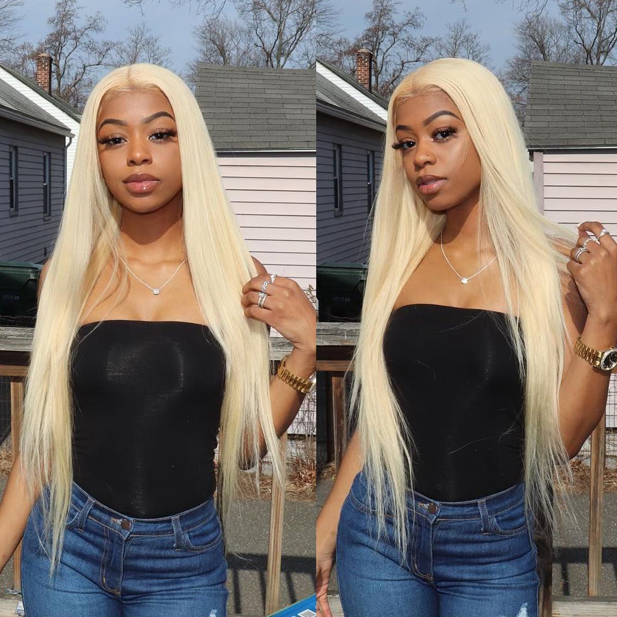 Stema 613 Blonde Straight Premade 13X4 Transparent Lace Front Wig